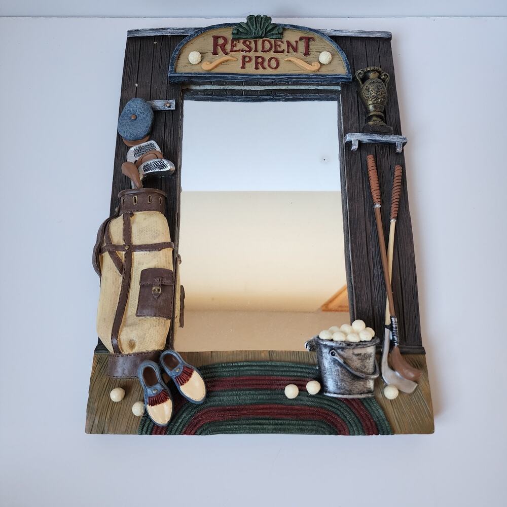 Resident Pro Golf Mirror Plaque Tabletop Dresser Decor Vintage Novelty 9.5"x13"